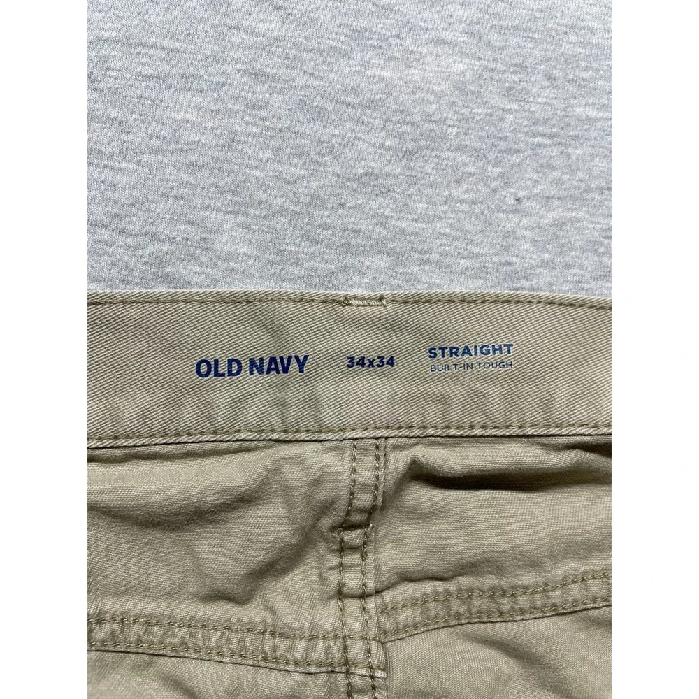Old Navy Built In Touch Jeans Mens 34x34 (Fits 34x32) Khaki Denim Straight Leg